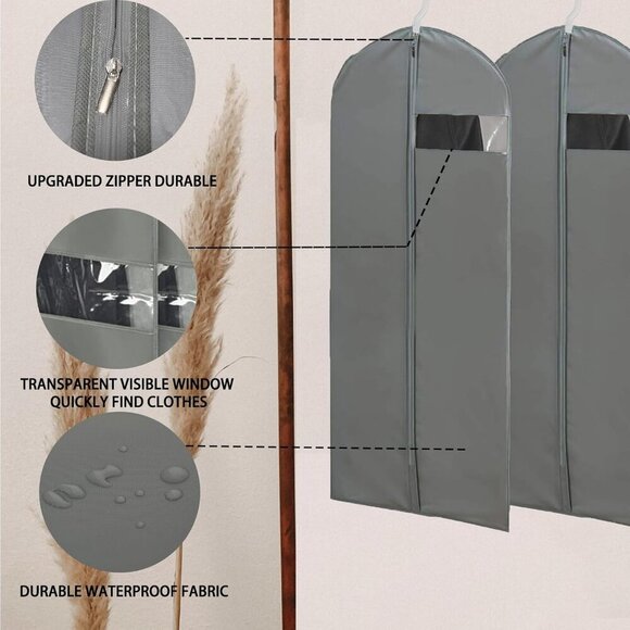 Long Garment Bags for Hanging Clothes,Dress Bags for Gowns,Garment Protector Cov - Picture 5 of 5